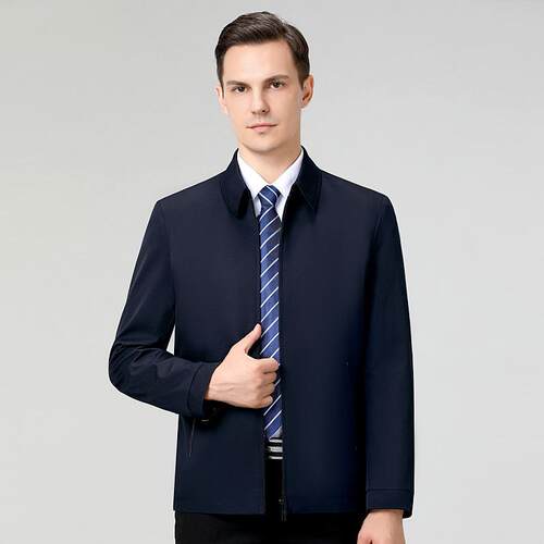 新中款翻领夹男士老年爸装品302-G-NN牌克男装爸新款中年商务休闲