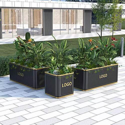 室外金属花箱造型新颖耐用尺寸多款式随选量大优惠公园不锈钢花坛