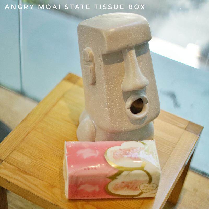 工厂跨境爆款摩艾石像人MOAI复活节岛石人纸巾抽面纸盒愤怒石像人