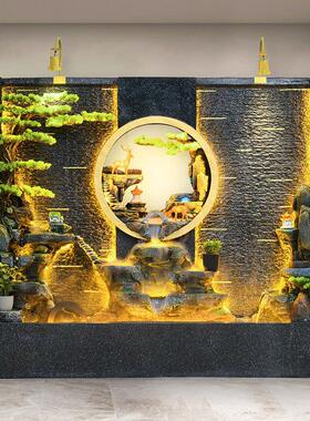 假ROB山摆水景件外鱼池造景庭户院水幕背墙屏风酒店玄关循环流水