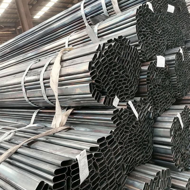 黑退管家用扁圆管冷硬薄壁焊管工地电缆穿线管频焊接钢管图片