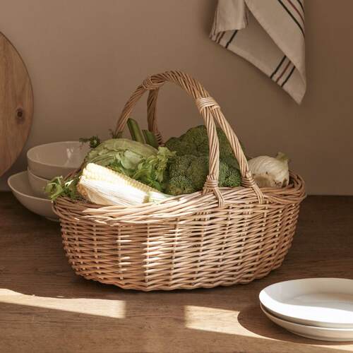 柳编编织收纳篮藤编收纳篮厨房客厅蔬菜水果手提鸡蛋篮子置物篮