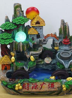 树爆大号财源广进脂鱼款缸拱桥山水微景观流水摆工RZK艺品厂开件