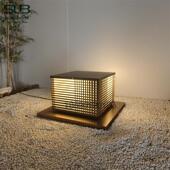 别墅真空电镀拉丝柱头灯不锈钢简约落地灯暖光庭院灯仿云石景观灯