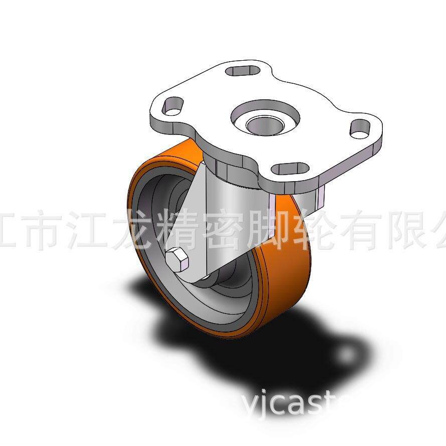 欧洲款式超重型脚轮 无加强筋 铸铁包PU脚轮工业万向轮带刹车