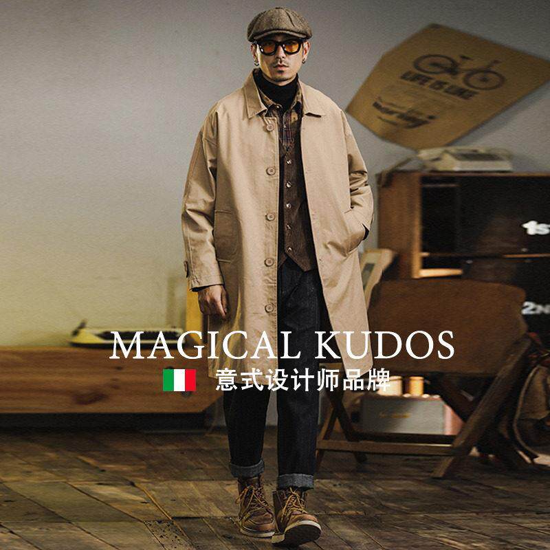 【MK专柜】MAGICAL KUDOS~美式复古风衣男中长款宽松休闲纯棉大衣