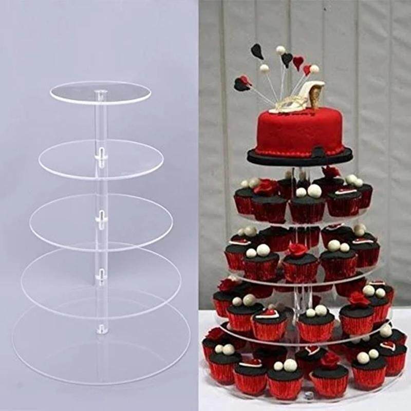 亚克力圆形蛋糕展示架 5层有机玻璃糕点架 食品促销架 Cake stand