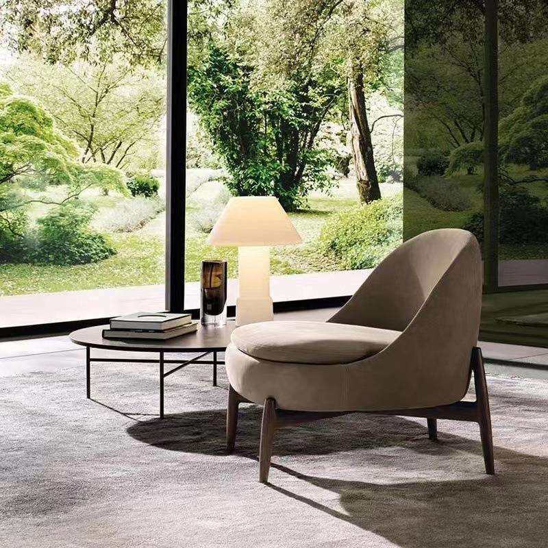 现代中式实木客厅沙发椅简约民宿公寓样板间售楼部接待休闲单人椅