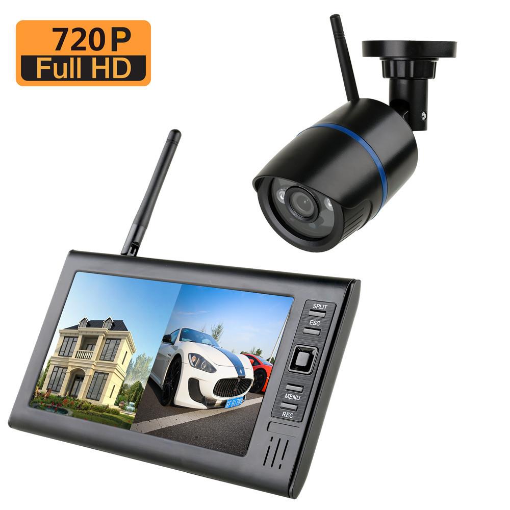高清720P无线监控套装 家用录像红外摄像机 4路DVR 7寸四分割
