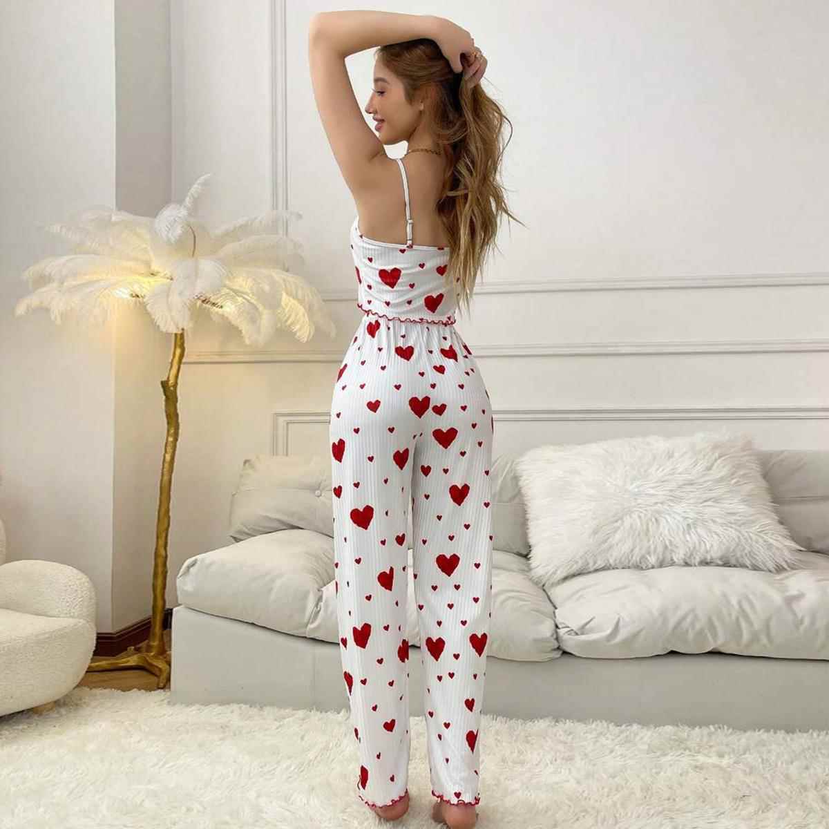 casual suspender pajama pants heart-shaped long bow thin