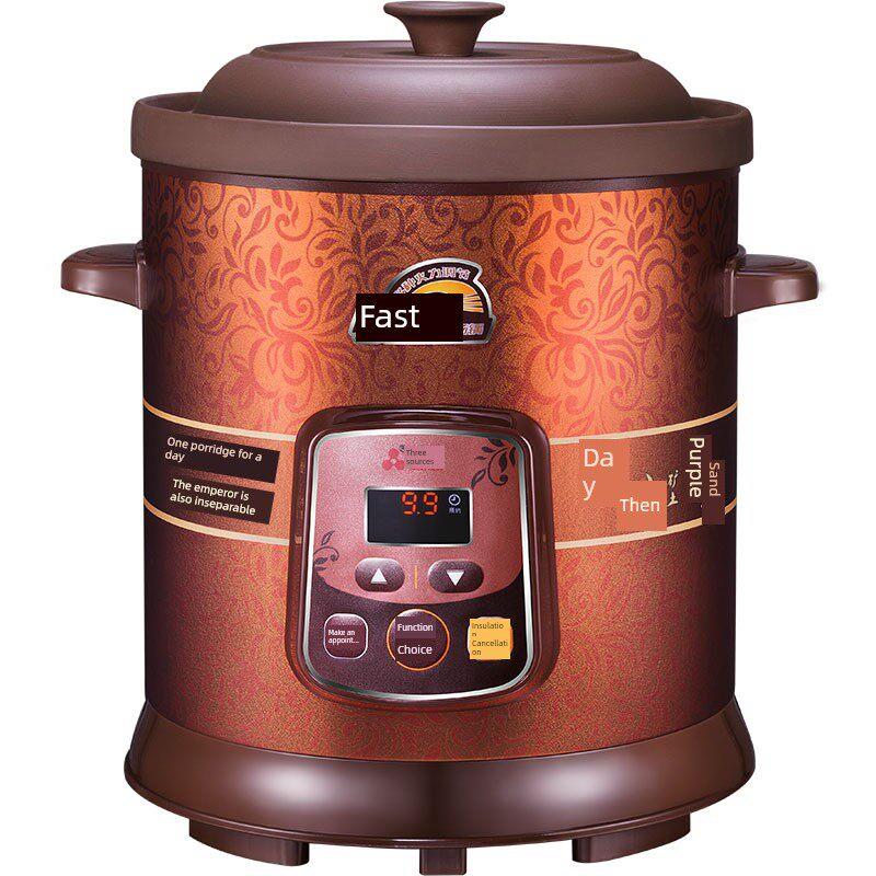 三元紫砂锅紫砂锅紫砂锅粥锅家用炖锅汤锅电炖4L5L6L8L大容量