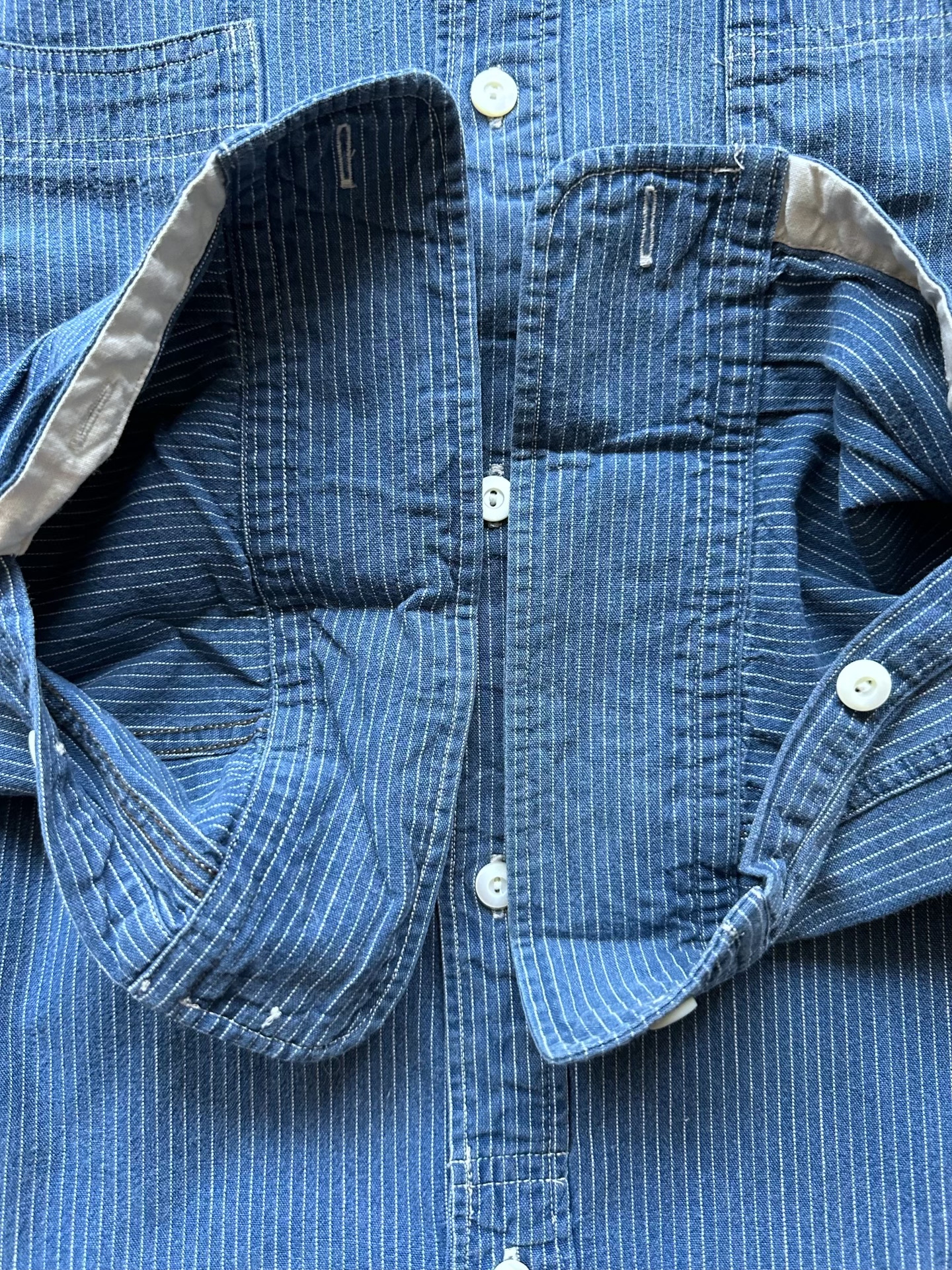 RRL Blue Wabash Striped Long-Sleeve Shirt — label