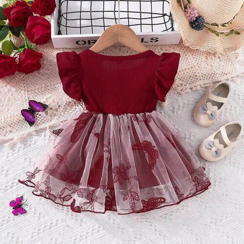 Dress For Kids 3Months -3Years old Cute Butterfly Embroidery