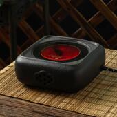 台湾彷古老岩泥四方粗陶电陶炉煮茶器家用静音煮茶烧水壶电陶茶炉