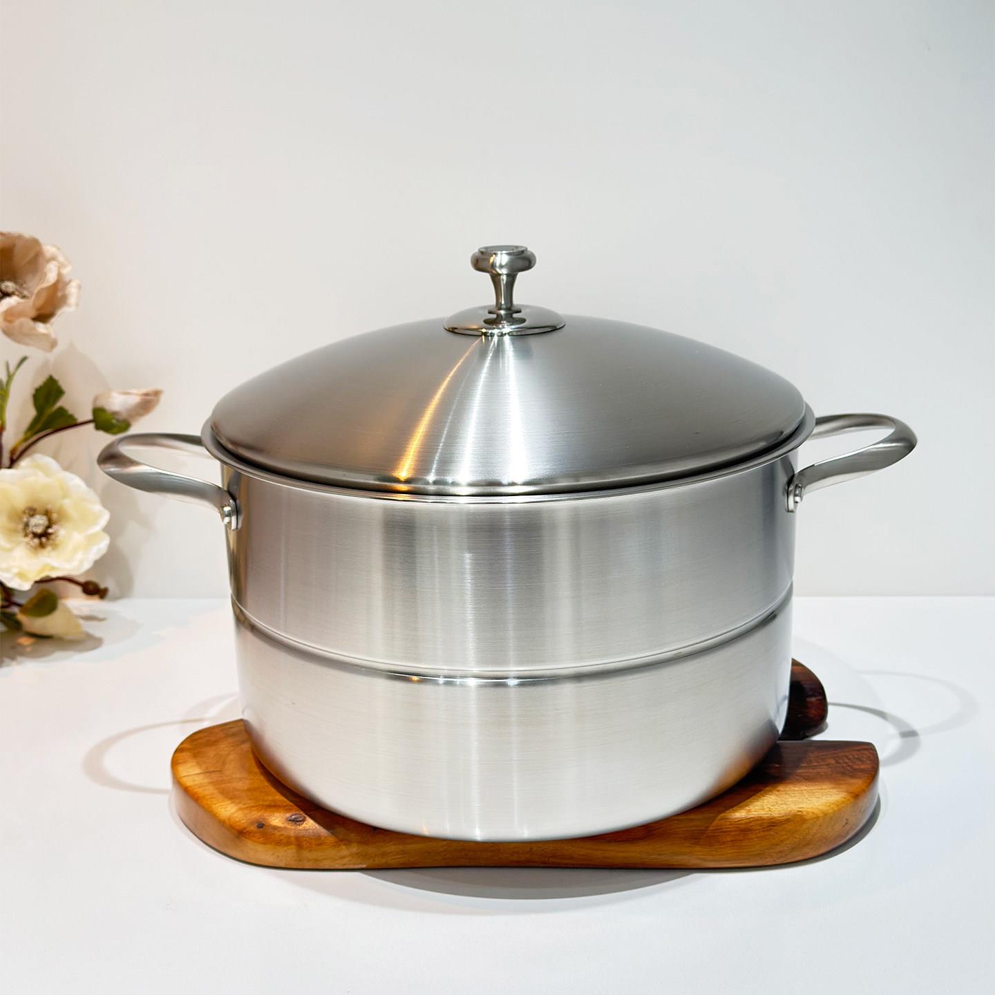 LUCUKU304不锈钢三层一体钢蒸锅家用汤锅一体成型加厚30cm/28cm