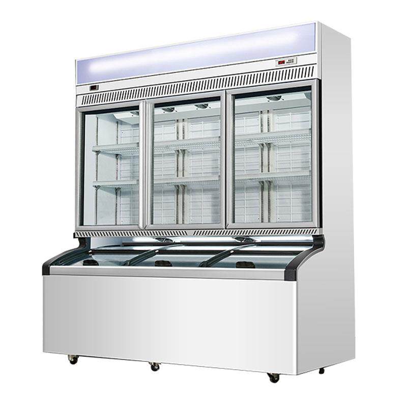 多功能商用冷藏冷冻子母柜商超便利店冰淇淋雪糕饮料一体展示柜