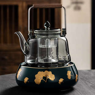 陶瓷炉电陶炉煮茶器高档家用玻璃提梁烧水壶蒸茶壶煮茶炉套装 新款
