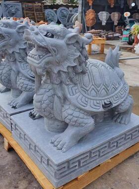 青石石雕龙龟大理石龙头龟寺庙道观乌龟驮小龟雕塑摆件厂家优惠