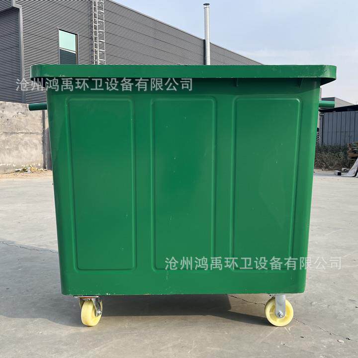 660升圆桶铁质垃圾桶户外环卫挂车垃圾箱660L镀锌板长方形皮桶