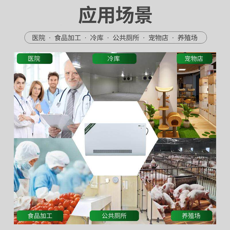 商业用食品保鲜冷库宠物店学校卫生间除臭壁挂式空气净化消毒机
