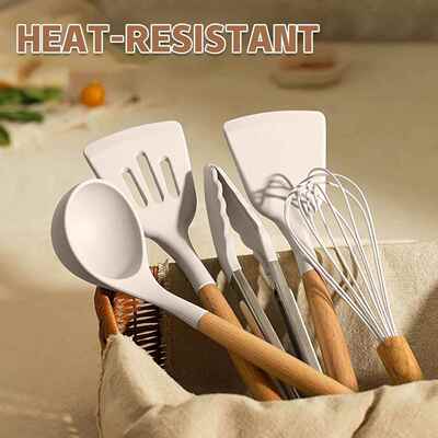 Silicone Cooking Kitchen Utensils Spatula Set Utensils