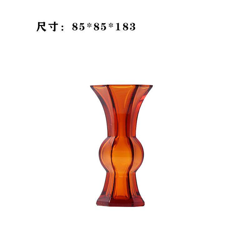 新中式现代琉璃花瓶茶色绿色花器摆件博古架摆件书柜样板房装饰品