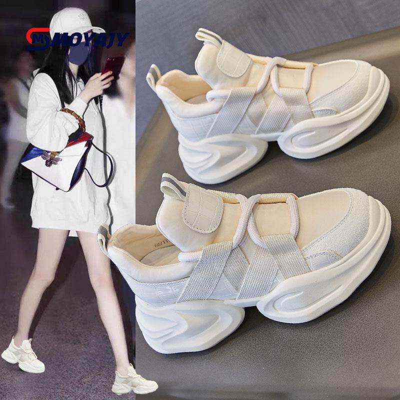 MOYAJY品牌内增高老爹鞋真皮2025年春夏小白鞋厚底女鞋休闲运动鞋