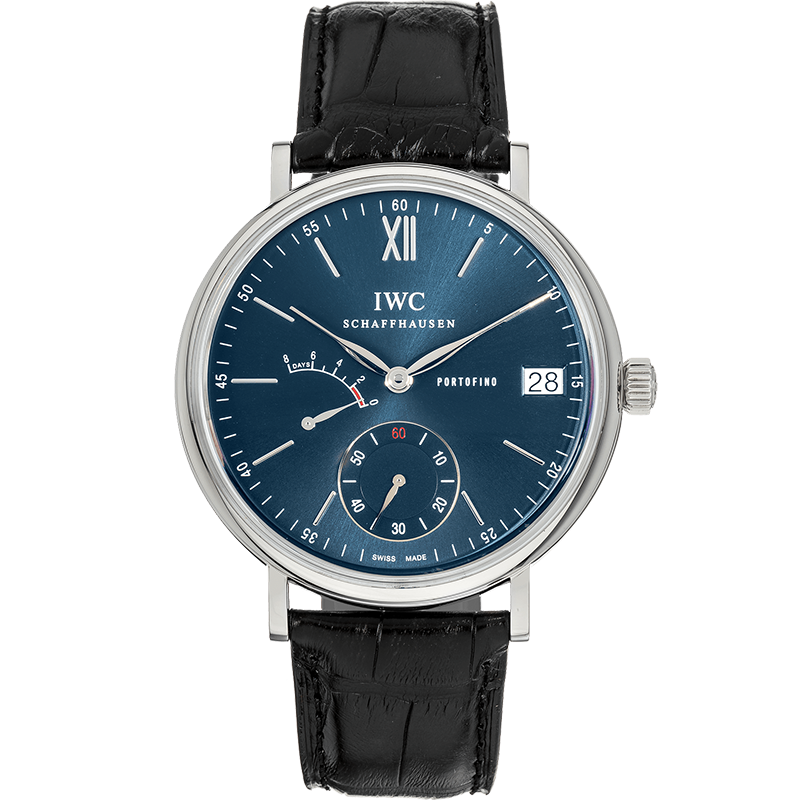 全套98新万国柏涛菲诺手表精钢手动机械男表IW510106蓝面八日链