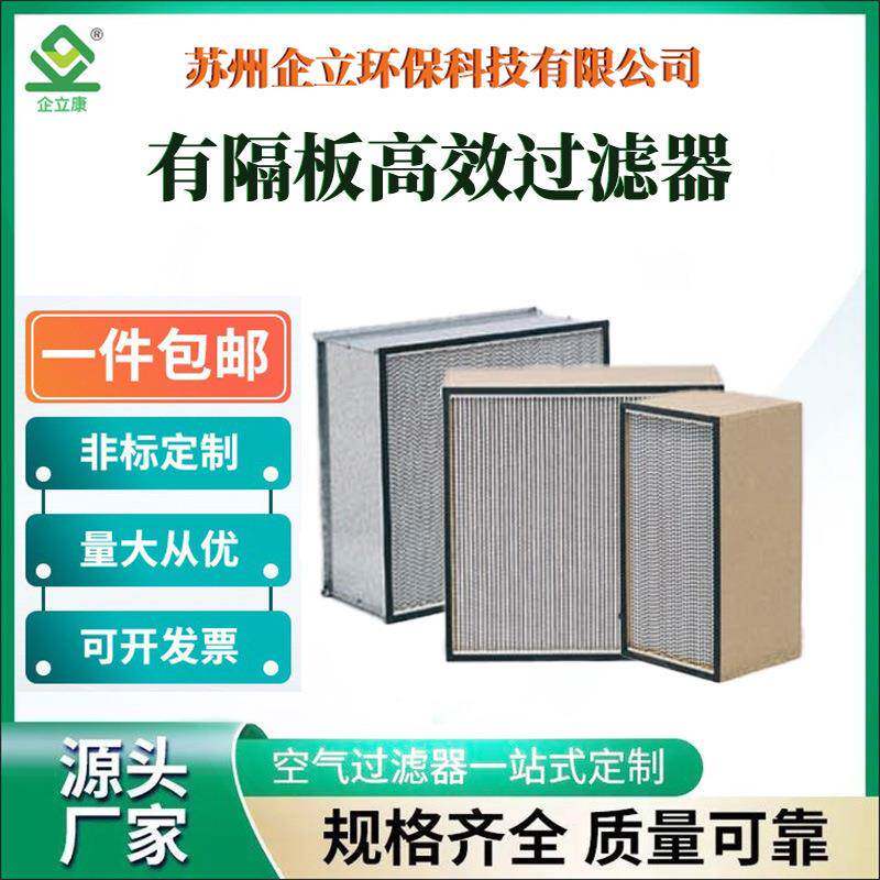 厂家供应耐温耐湿有隔板高效过滤器适用于医药化工场所净化空气