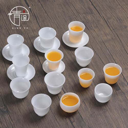高透品控羊脂玉瓷冰种陶瓷家用品茗杯个人单杯功夫小茶杯定制logo