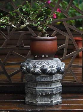 新中式墩民宿农家莲花F8756M6H庭门院别墅口饰花园景观装摆件人造