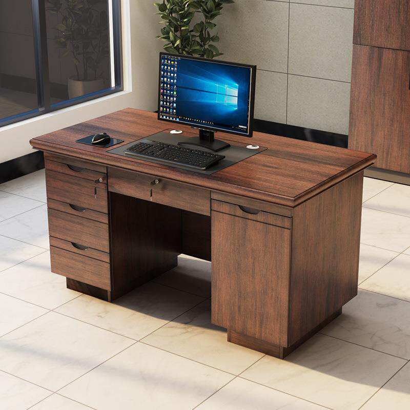 办公桌实木单人职员桌椅组合写字台家用1.21.4米电脑书桌带抽屉