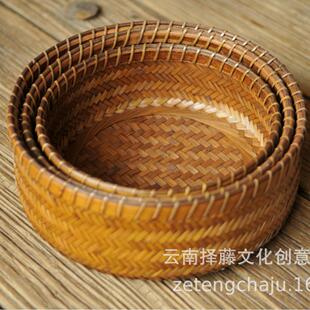竹编收纳小篓子农村老式竹篮子零食水果收纳筐手工迷你工艺竹编篮