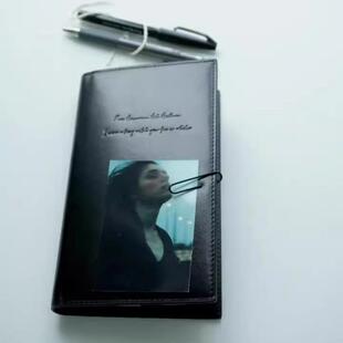 小红书同款黑色皮质A6活页手帐本清冷氛围感学生日程计画 划本笔记本