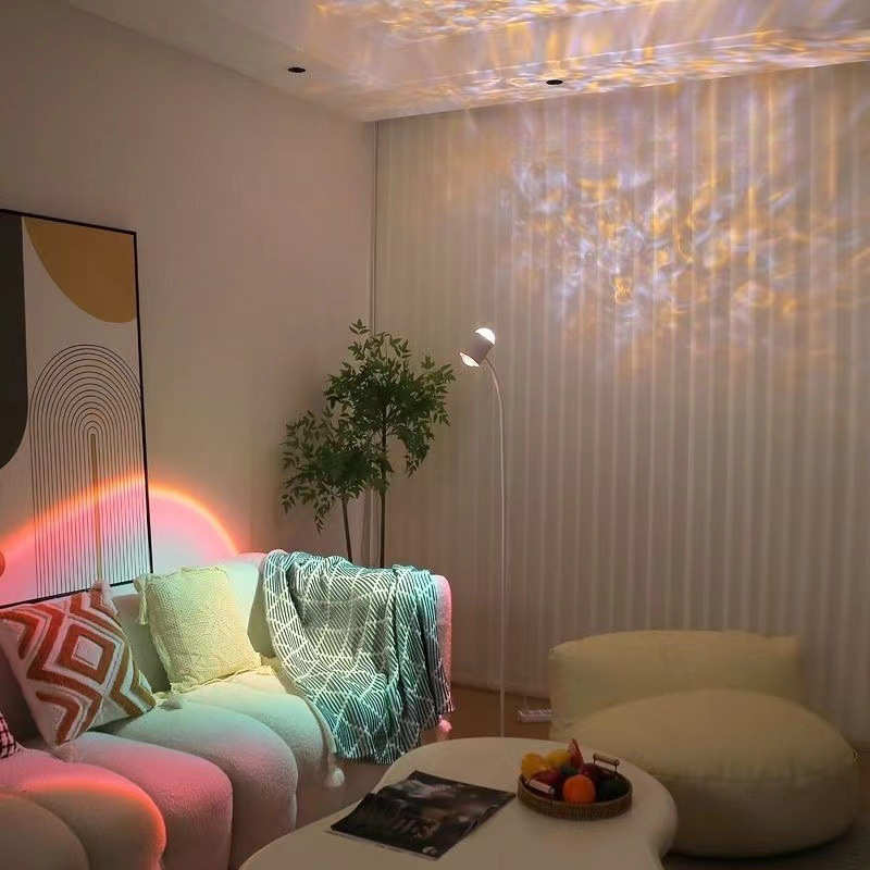 水波纹氛围灯网红双头日落灯落地灯客厅直播间背景夕阳落日灯直流