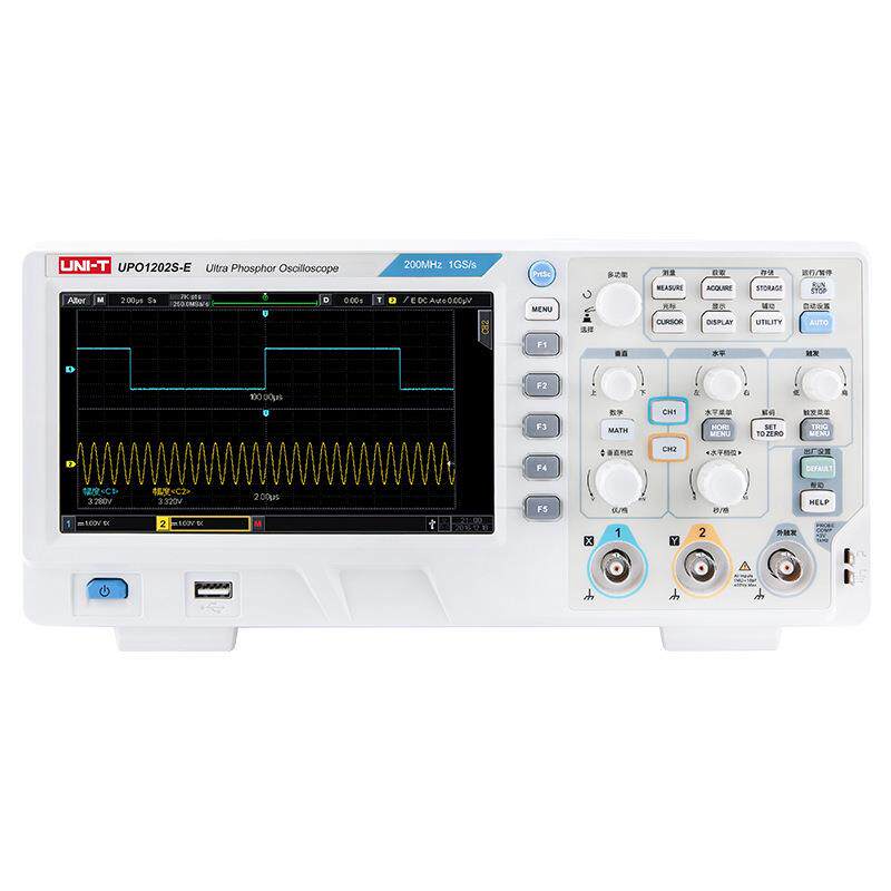 优利德数字荧光示波器中文面板双通道200Mhz/1G示波器UPO1202S-E