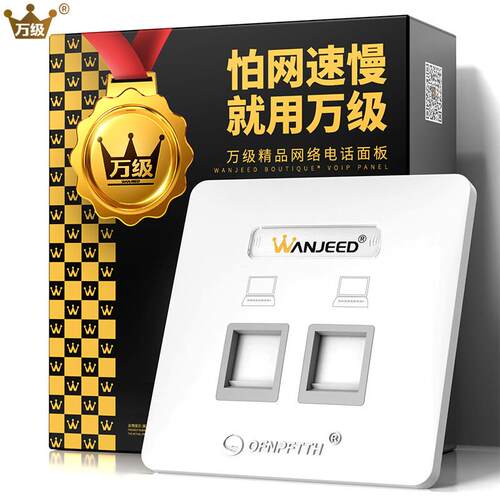 八类网络模块面板开关插座 网线双口插座面板含免打屏蔽模块