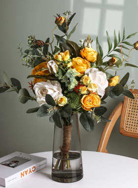 北欧轻奢vase玻璃金边透明花瓶摆件客厅插花水培餐桌装饰品花瓶