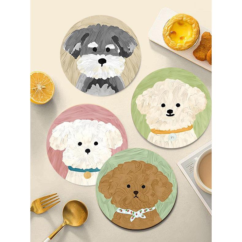 可爱狗狗吸水杯垫家用隔热垫餐桌垫防烫定制桌面防水垫锅碗防滑垫