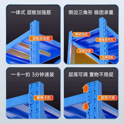 加厚仓储货架多层置物架超强承重仓库家用多功能二三层1.5米1.8米