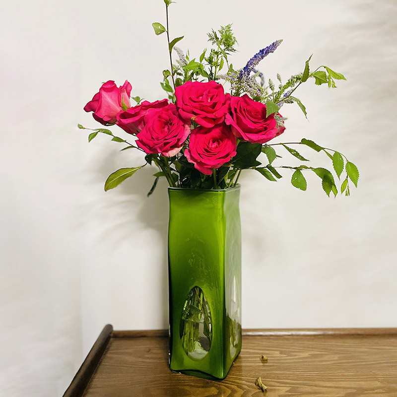绿色系手工玻璃花瓶家居客厅玄关摆件花器装饰插花玻璃装饰品摆件