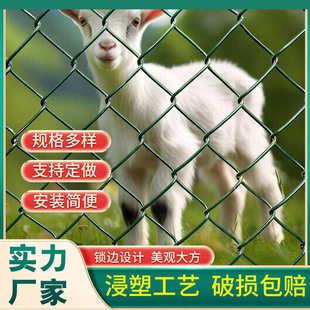 包塑铁丝网绿色围栏球场勾花网栅栏养鸡防护网绿化护栏网隔离网格