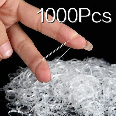 1000pcs/pack Transparent Hair Elastic Rope Rubber Band for W