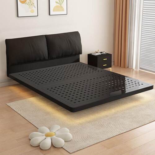 悬浮床铁艺床大象耳软包全金属洞洞板床出租房小户型双人床皮艺床