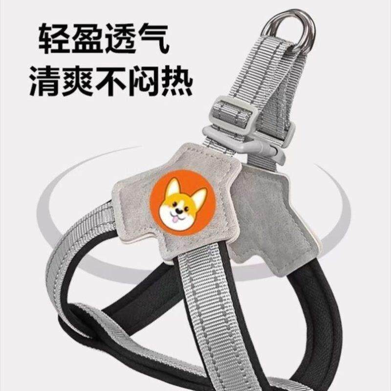 新款狗狗牵引绳胸背带背心式宠物遛狗绳中小型柯基柴犬法斗脖圈