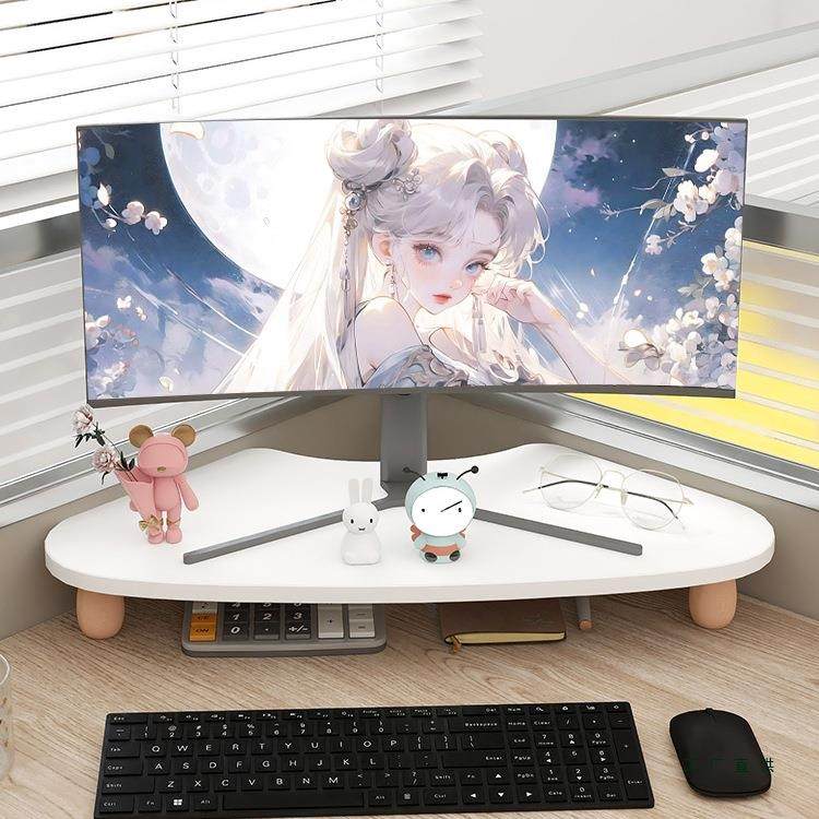 转角电脑增高架台式显示器工位拐角置物架办公室桌面三角形支架