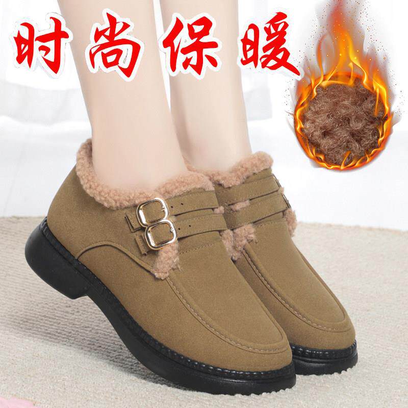 高档202绒4冬季新款平老北京棉鞋女底加加妈妈鞋保暖防滑时尚女棉