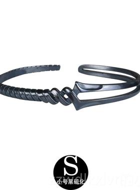 新款Y基UKI男士925纯镯银S手镯朗IN欧美男女个性银子手环手饰情侣