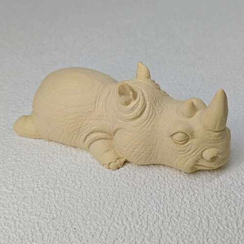 小叶黄杨半手工木雕犀牛摆件动物造型工艺品家居装饰品实木雕刻