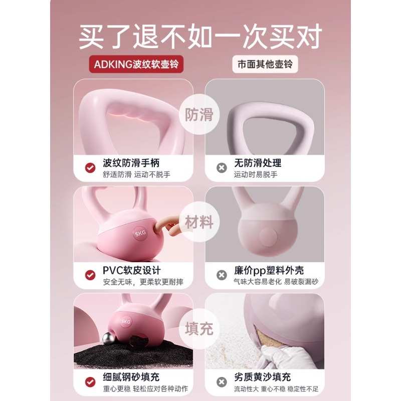 爆款软壶铃女士健身家用练臀塑形软体铃壶男士哑铃提壶锻炼器材